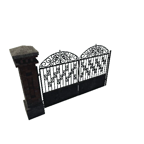 Fence_Iron_Brick_Gate_B