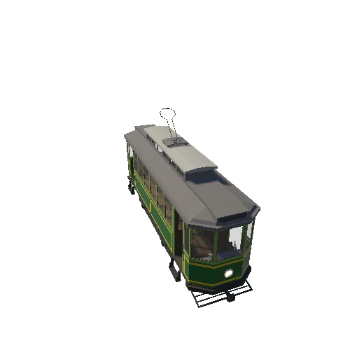 Lowpoly_Vintage_Streetcar_Green